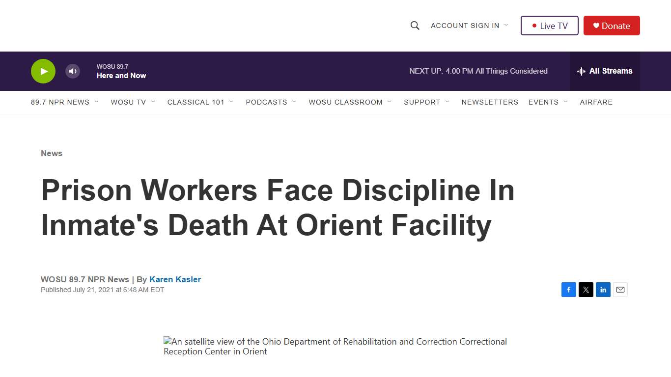 Prison Workers Face Discipline In Inmate's Death At Orient Facility WOSU Public Media